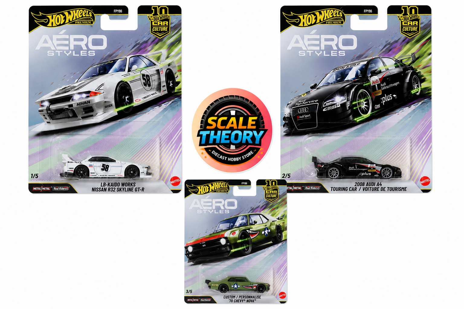 Hot Wheels - Premium Car- Aero Styles set of 3 ( Reseller Stock )