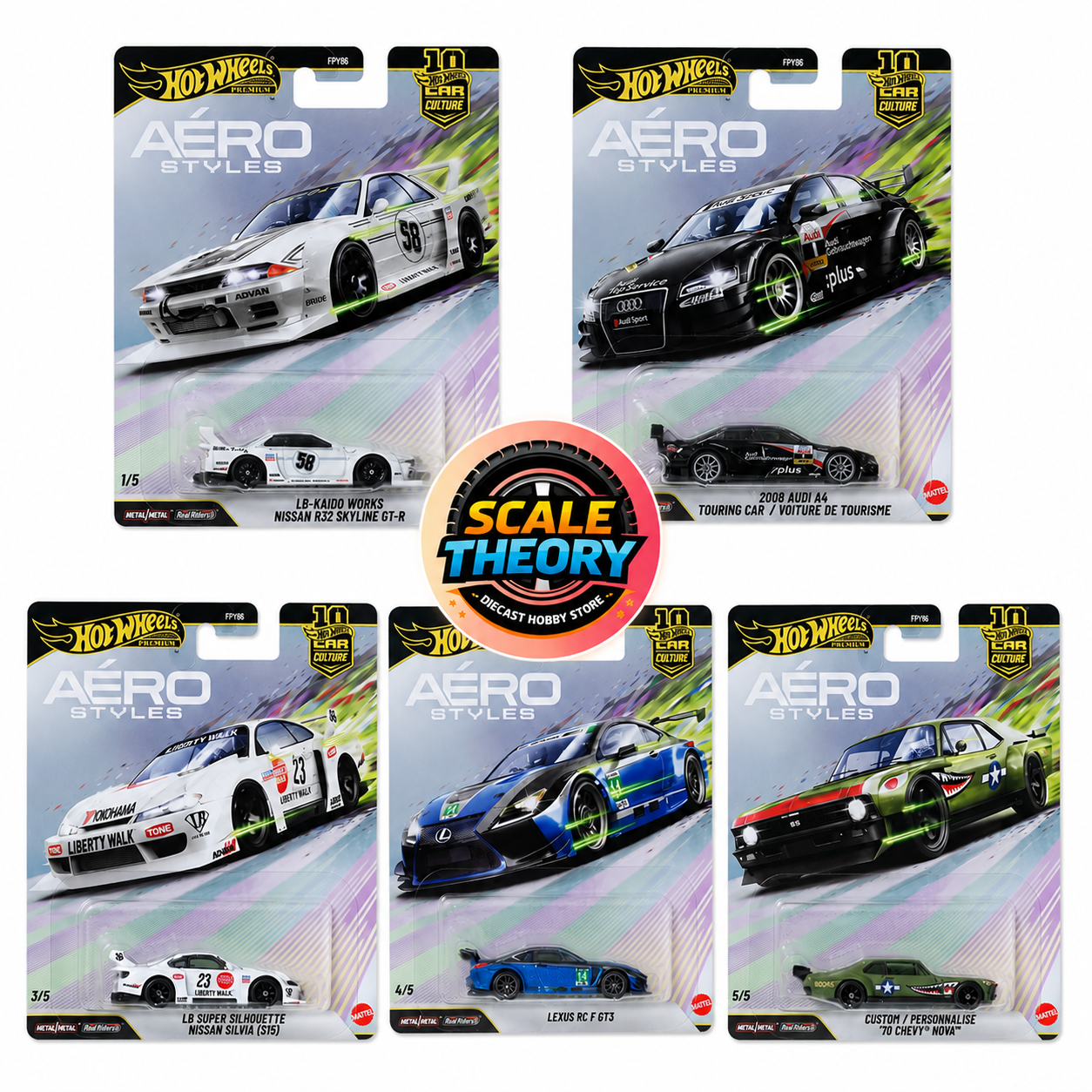 Hot Wheels - Premium Car- Aero Styles set of 5 ( Reseller Stock )