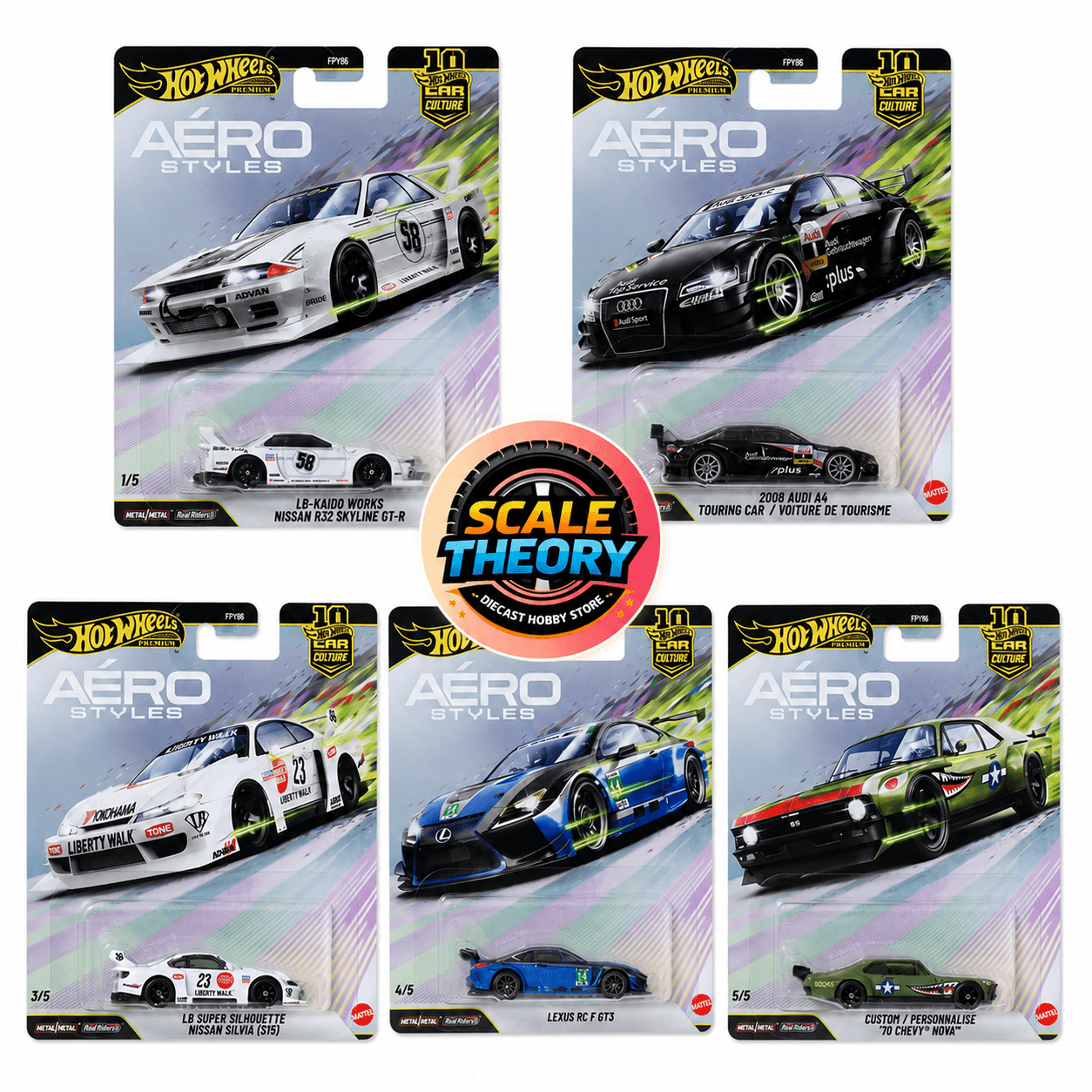 Hot Wheels - Premium Car- Aero Styles set of 5 - Scale-theory India