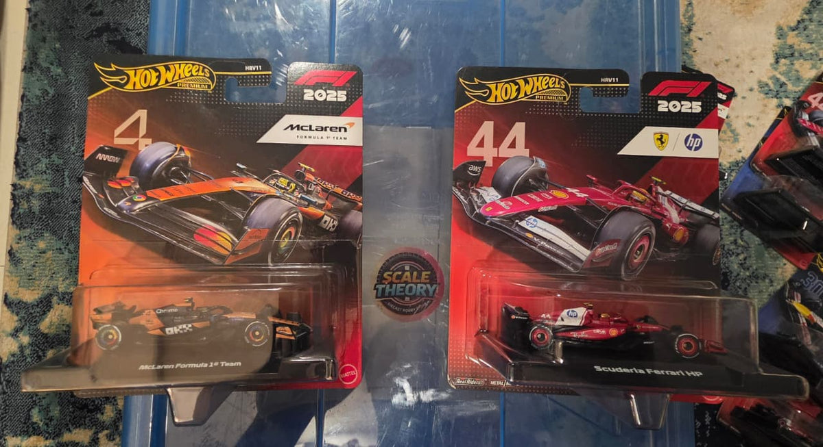 Hot Wheels Premium Formula 1 2025 – McLaren 4 & Ferrari 44 (Reseller Stock) - Scale-theory India