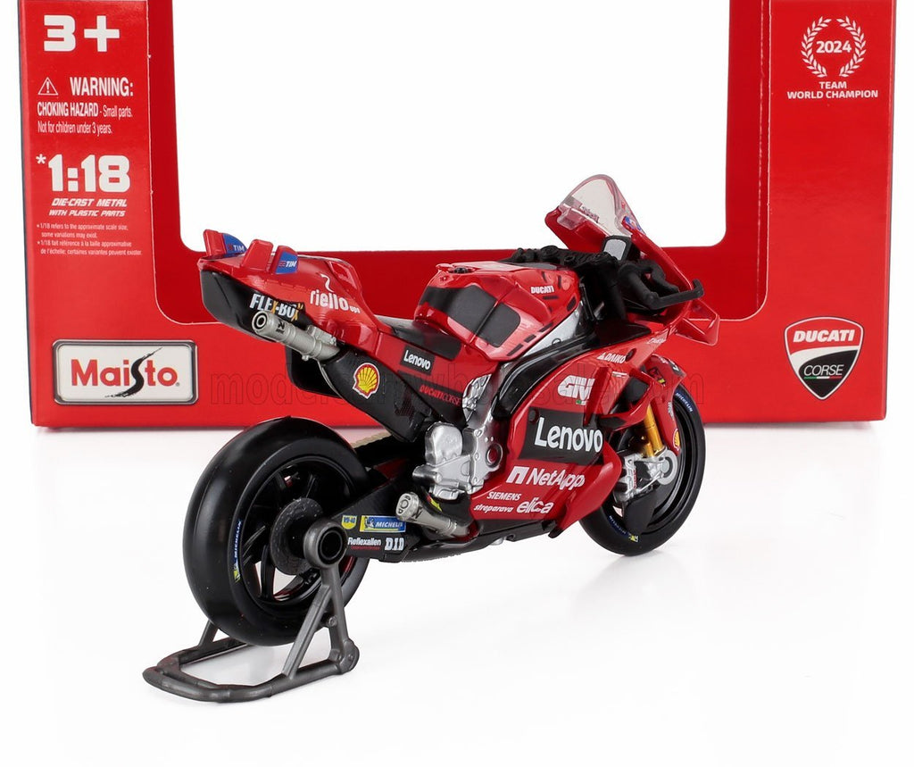 Maisto - 1/18 - Ducati - Desmosedici GP24 Team Lenovo N 23 MotoGP Season 2024 Enea Bastianini - Red - Scale Theory India